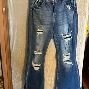 KanCan Distressed Flare Jeans - Blue